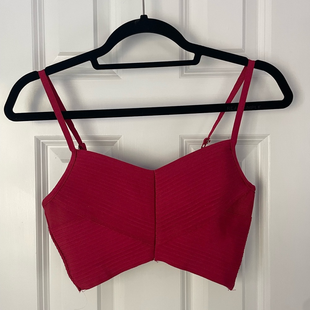 Superdown red bandage crop top